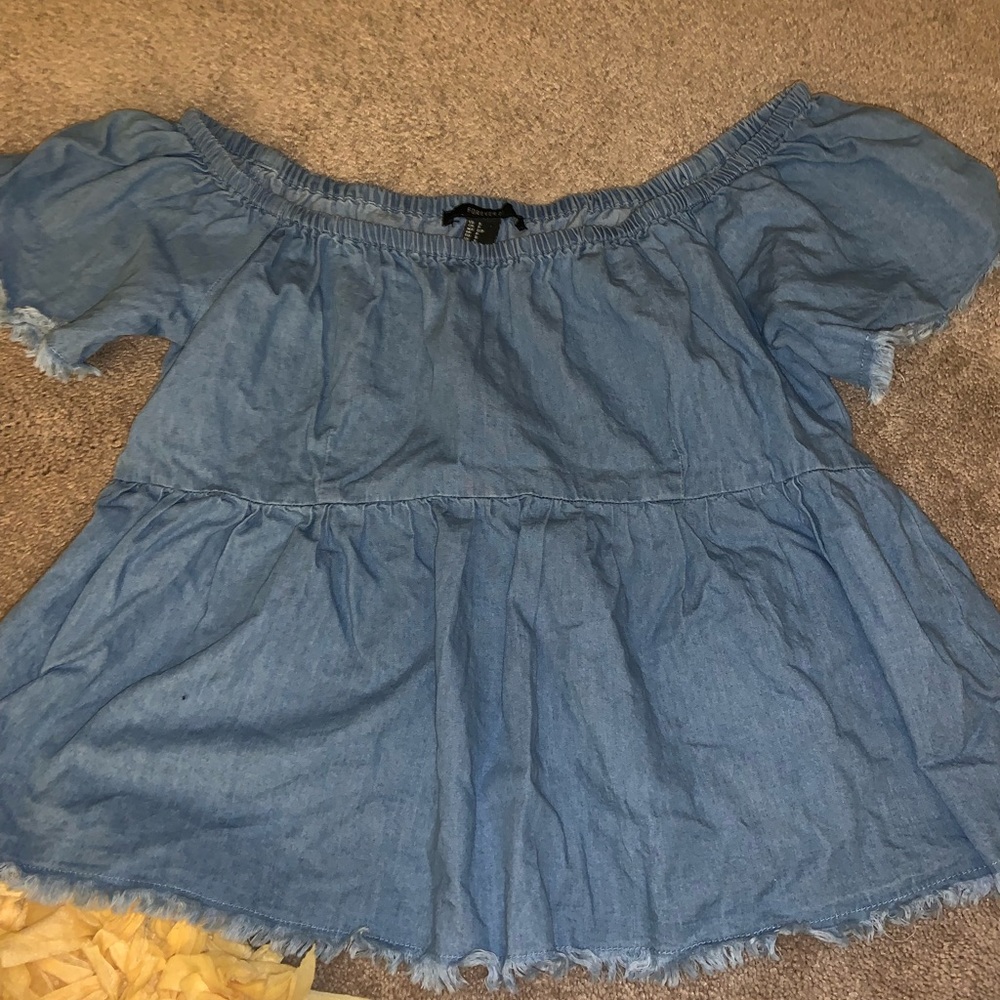 Forever 21 denim off the shoulder top